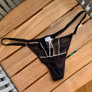 DKNY Black and White Lace Thong